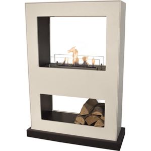 Xaralyn Lasize - verrijdbare roomdivider - doorkijkhaard - Bio-ethanol haard - MDF wit