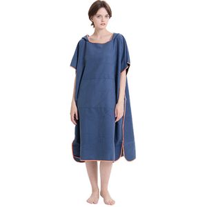 Strandbadjas - 90*110cm - badcape voor heren en dames - poncho handdoek - microvezel surfhanddoek - lange kapstok met capuchon - unisex - ideale handdoek voor het strand, surfen, surfen - effen cape met capuchon - absorberende en snel drogende cape