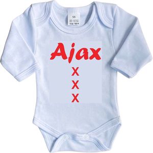 La Petite Couronne Romper Lange Mouw ""Ajax XXX"" Unisex Katoen Wit/rood Maat 62