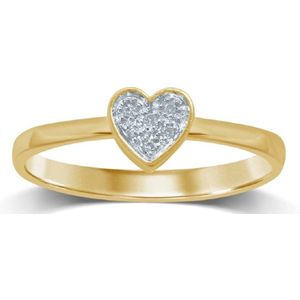 Schitterende 14 Karaat Gouden Ring Hart met Diamanten 18.50 mm. (maat 58)|Verlovingsring|Damesring