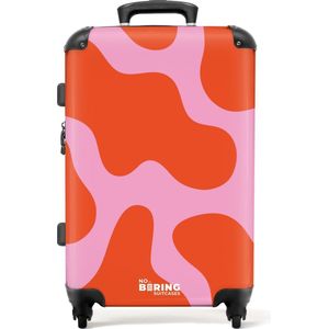 NoBoringSuitcases.com® - Koffer groot - Rolkoffer lichtgewicht - Roze met rode vlekken - Reiskoffer met 4 wielen - Grote trolley XL - 20 kg bagage