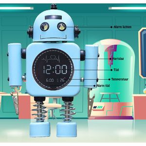 De Professor en Kwast - Digitale Kinderwekker Robot (Licht Blauw)