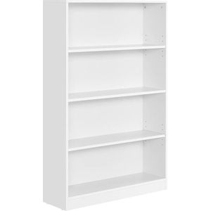 4-laags boekenkast met verstelbare planken, boekenkast voor kinderen en opslagruimte voor thuiskantoor, 80 x 24 x 121,5 cm, witte