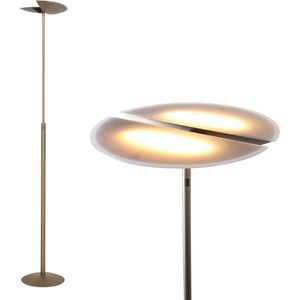 Moderne dimbare uplighter Sapporo led | 2 lichts | brons | glas / metaal | 180 cm | vloerlamp / staande lamp | modern design / klassiek