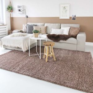 Hoogpolig vloerkleed shaggy Trend effen - mokka 80x250 cm