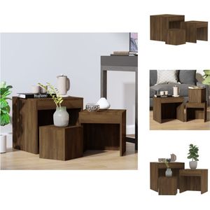 vidaXL Tafeltjesset - bruineiken - bewerkt hout - 45 x 45 x 45 cm - compact ontwerp - Tafel