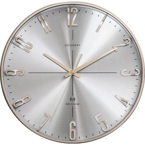 wandklok 30 cm stil 3D | Groot, modern, analoge wandklok zonder luide tikkende geluiden, bijna geruisloos | decoratie voor elke muur | klok, radiografische klok | zilver