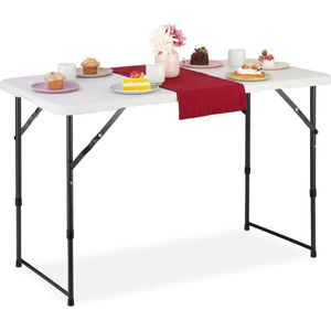 Relaxdays campingtafel - tuintafel - picknicktafel - inklapbaar - vouwtafel - 120 cm - wit