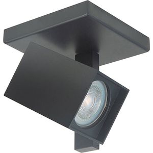 Moderne spot vierkant Oslo | 1 lichts | zwart | metaal | 10 x 10 cm plaat | hal / woonkamer lamp | modern / strak design