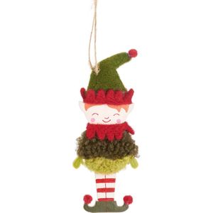 Twee Kerst Elf Kersthangers van Sass & Belle - Kerstelf kerstboomdecoratie set van 2