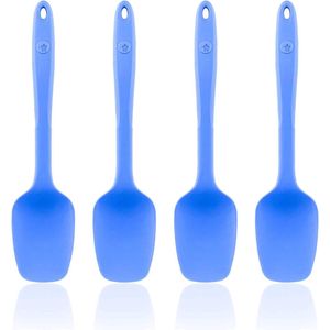 Veelzijdige Set van 4 Flexibele Kooklepels van Hoogwaardig Silicone in Blauwe Kleuren