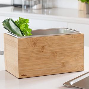 Design Organic Afvalbak - 4.5L | Vaatwasmachinebestendig | Echt hout | Bamboe