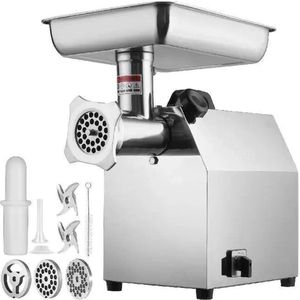 Vleesmolen - Keukenmachine - Keukenrobot - Groentesnijder - 650W - 60Hz - met 2 messen - Foodprocessor - Gehaktmolen - Zilver