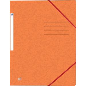 Oxford Top File + - elastomap - 3 kleppen - elastiek - A4 - oranje - pak 10 stuks