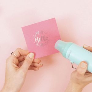 Heteluchtpistool met twee intensiteitsniveaus voor scrapbooking - stansen en knutselwerk - eurostekker - 220 V - 300 W - turquoise