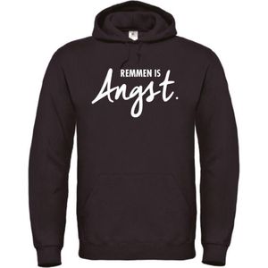 Wintersport hoodie zwart L - Remmen is Angst - wit - soBAD. | Foute apres ski outfit | kleding | verkleedkleren | wintersporttruien | wintersport dames en heren