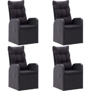 vidaXL Tuinset - 5-delig - Zwart - Acaciahout & Rattan Tuinstoel - Tuinbank - Acacia Hout - Eetkamer Set - Buitendining