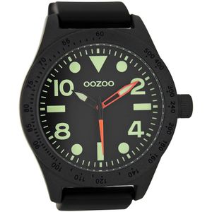 OOZOO Timepieces - Zwarte horloge met zwarte rubber band - C6754