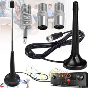 Telescopische Dab Fm-Radioantenne - Indoor Radio Antenne - Digitaal Radio Antenne - Magnetische Basis - 3 x Adapters - 3m Verlengkabel