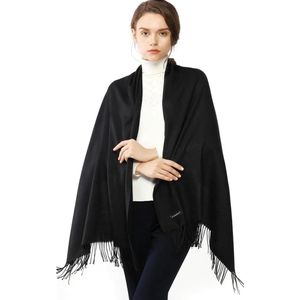 Zwarte Kasjmier Gebreide Sjaal - 70 x 200 cm - Eén maat