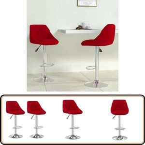 vidaXL Barkrukken - Set van 2 - Wijnrood Fluweel Barstoelen - Barkrukken - Eetkamerstoelen - Design Stoelen - Velvet Meubilair