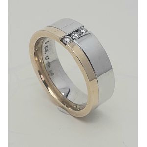 Ring - goud - 14 krt - geelgoud en witgoud - briljant - 0.09 crt - Verlinden juwelier
