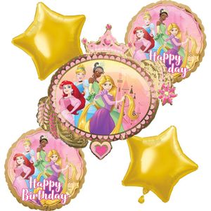 Disney Princess – Ballon set – 5-Delig – Helium ballon – Folieballon Happy Birthday - Versiering - Kinderfeest.