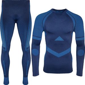 Thermoset - Thermo Ondergoed Heren - Naadloos - Blauw - Maat M/L | Thermo Kleding Set