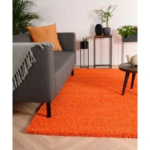 Hoogpolig vloerkleed shaggy Trend effen - oranje 100x200 cm