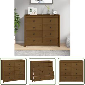 The Living Store Dressoir 100x40x90 cm massief grenenhout honingbruin - Dressoir - Meubel - Hout - Grenenhout - Vintage