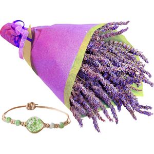 Bosje Lavendel met Bloemen Geluks Armbandje Leuk Cadeau! Gedroogde, Verjaardag, Moederdag