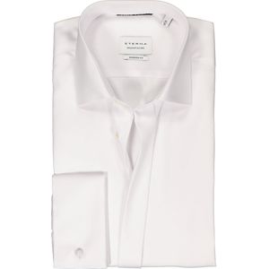 ETERNA modern fit overhemd mouwlengte 7 - twill met dubbele manchet - wit - Strijkvrij - Boordmaat: 48