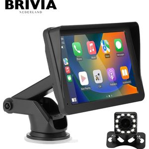 Brivia Navigatiesysteem – 2024 Model - Geschikt voor Apple Carplay (Draadloos) en Android Auto - Universeel - Auto Stereo - 18cm - Inclusief camera