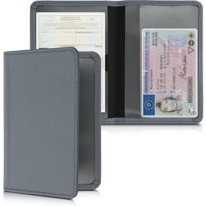 kwmobile hoes voor kentekenbewijs en rijbewijs - Hoesje met pasjeshouder in blauwgrijs - Omslag van neopreen