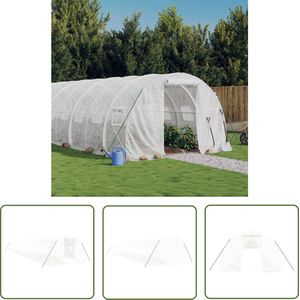 The Living Store Tuinkas met stalen frame 54 m² 18x3x2 m wit - Tuinhuisje - Tuinkas - Serres - Plastic Greenhouse - Groene Vingers