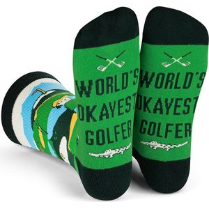 Grappige Golf Sokken voor Golfliefhebbers - Dames/Heren maat 38-44 - met tekst Worlds Okayest Golfer
