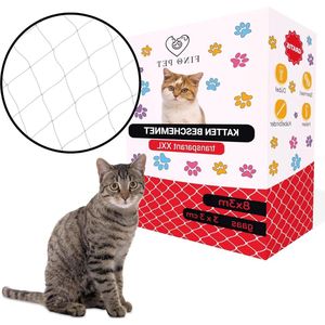 Kattennet voor balkon - 8 x 3 meter - transparant - inclusief bevestigingsmateriaal - kattenbeschermingsnet - kattenrooster - veiligheidsnet - balkonnet voor katten - zonder boren