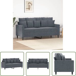 The Living Store Tweezitsbank 140 cm fluweel donkergrijs - Tweezitsbank - Donkere Bank - Velours Bank - Salontafel - Woonkamer Meubilair