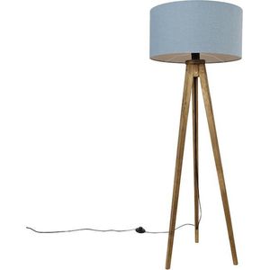 QAZQA tripod_classic - Landelijke Tripod | driepoot vloerlamp | Staande Lamp - 1 lichts - H 136 cm - Blauw - Woonkamer | Slaapkamer