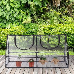Transparante Broeikasfolie - Broeikas - planten kas - PVC, insteeksysteem, schuin dak, balkon & tuin, broeibed, h x d: 60 x 120 x 60 cm, 70% kunststof, A zwart