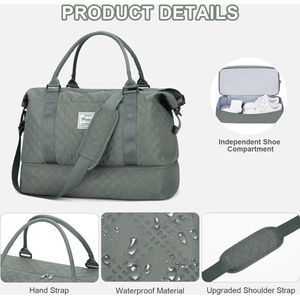 Reistas voor dames, grote sporttas, handbagage, tas, weekendtas, zwemtas, reistas, duffle, fitnesstas, trainingstas, vrouwen, kliniektas voor reizen, licht vliegtuig, A8, legergroen