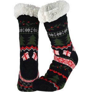 Dames Home Socks Kerst Huissokken Kerstsokken Navy Blauw - Maat One size