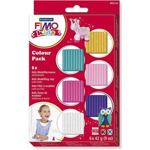 FIMO® Kids Boetseerklei - Extra Kleuren Klei - Kinderklei - Bakklei - Kindvriendelijk - Zacht En Kneedbaar - Extra Kleuren - 42 Gram - 6 Pakjes