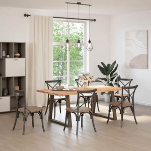 vidaXL - Eettafel - met - natuurlijke - rand - 200x100x74 - cm - massief - eikenhout