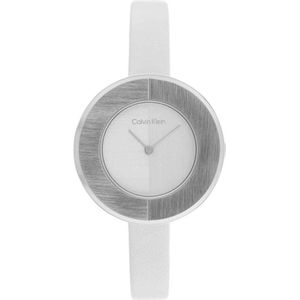 Calvin Klein CK25200026 Dames Horloge - Mineraalglas - Roestvrijstaal/Leer - Zilver - 32 mm breed - 3.2 cm lang - Quartz - Gesp - 3 ATM (spatwater)