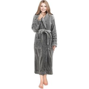 Badjas fleece maat - XL - kleur – lichtgrijs - dames
