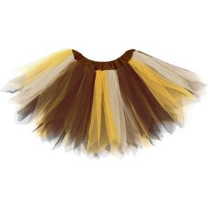 KIMU® Tutu Bruin Geel Tule Rokje - Maat 110 116 122 128 134 140 - Indiaan Petticoat Rok Kinderen - Beige Tulerok Meisje Elfje Bosfee Cowgirl Bohemian Festival