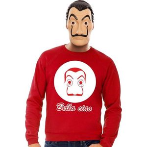 Rood Salvador Dali sweatshirt maat XXL - met La Casa de Papel masker voor heren - kostuum