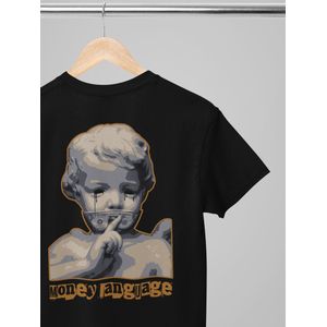 Oversized shirt - Money language - Wurban Wear | T-shirt | Merk kleding | Unisex tshirt | Streetwear | Pump cover | Techno outfit | Merk shirt | Gym shirt | y2k | Techwear | Urban | Grote maten | T-shirt heren | T-shirt dames | Zwart