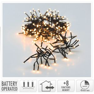 Clusterverlichting 192 led - kerstverlichting - warm wit - Batterij-Lichtfuncties -Timer-Geheugen